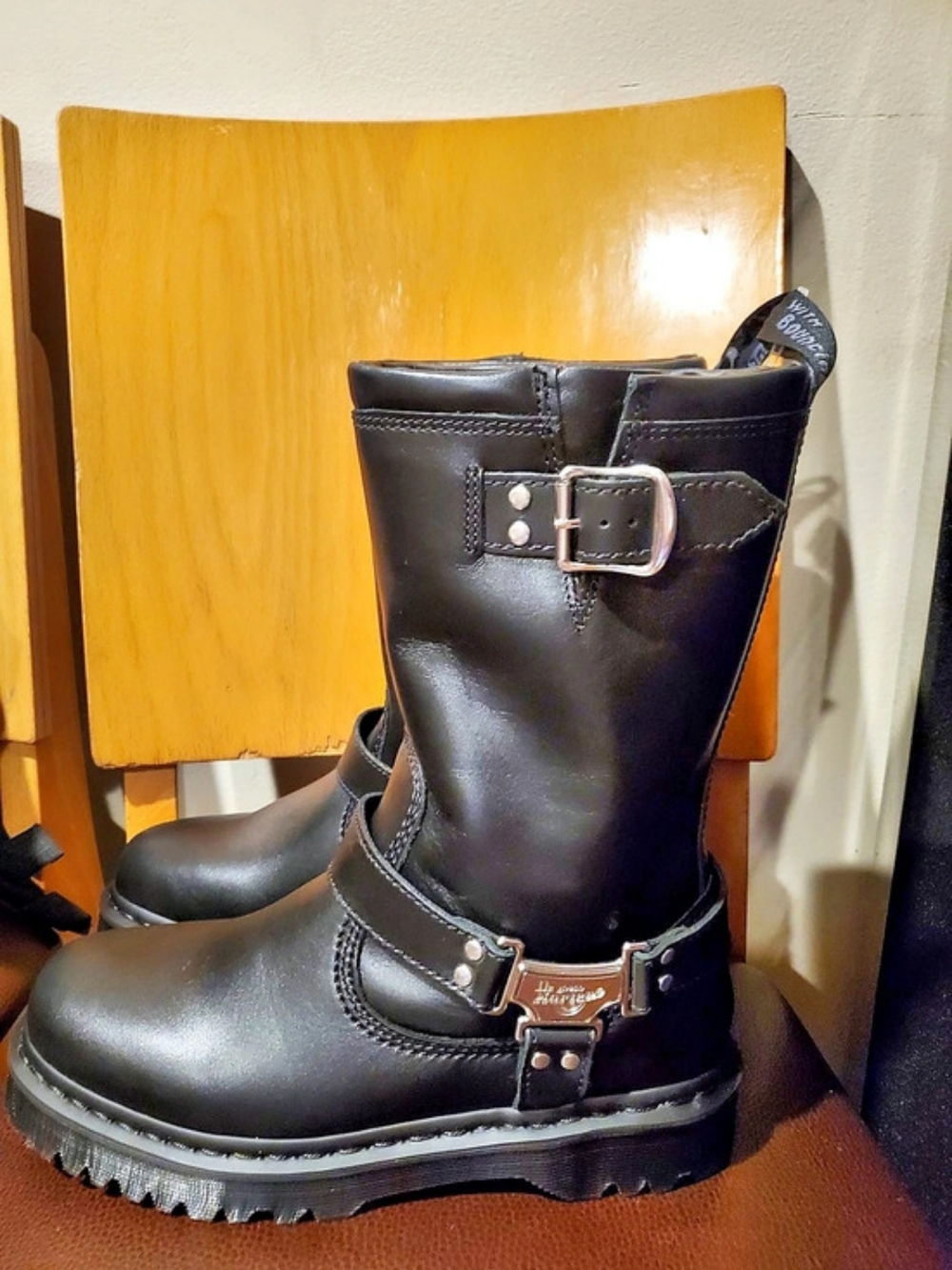 Dr. Martens Anistone Harness Biker Boot Black NWOT
